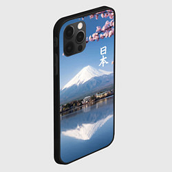 Чехол для iPhone 12 Pro Цветущая сакура на фоне Фудзиямы - Япония, цвет: 3D-черный — фото 2