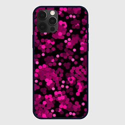 Чехол для iPhone 12 Pro Красно розовые конфетти на черном, цвет: 3D-черный