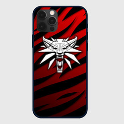 Чехол для iPhone 12 Pro Ведьмак - школа волка - красный, цвет: 3D-черный