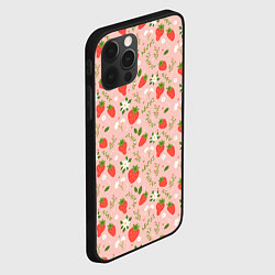 Чехол для iPhone 12 Pro Паттерн клубника и цветы, цвет: 3D-черный — фото 2