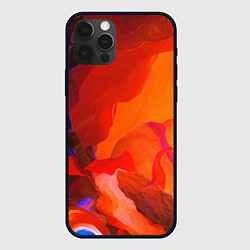 Чехол для iPhone 12 Pro Красно-оранжевый камень, цвет: 3D-черный