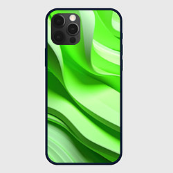 Чехол для iPhone 12 Pro Светлые зеленые волны, цвет: 3D-черный