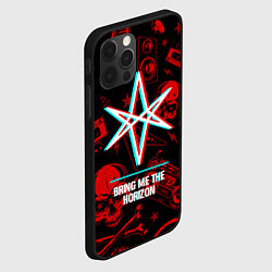 Чехол для iPhone 12 Pro Bring Me the Horizon rock glitch, цвет: 3D-черный — фото 2