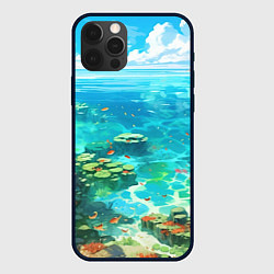Чехол для iPhone 12 Pro Морской фон аниме, цвет: 3D-черный