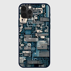 Чехол для iPhone 12 Pro Механическая конструкция паттерн, цвет: 3D-черный