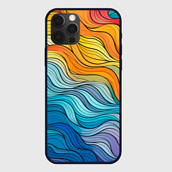 Чехол для iPhone 12 Pro Цветовой волнообразный паттерн, цвет: 3D-черный