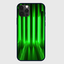 Чехол для iPhone 12 Pro Зеленые неоновый световой фон, цвет: 3D-черный