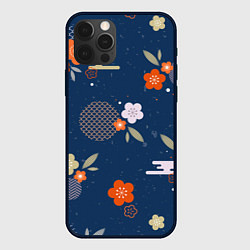 Чехол для iPhone 12 Pro Орнамент японского кимоно, цвет: 3D-черный