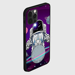 Чехол для iPhone 12 Pro Космонавт с планетами и звездами, цвет: 3D-черный — фото 2