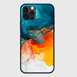 Чехол для iPhone 12 Pro Синяя и оранжевая жидкости, цвет: 3D-черный