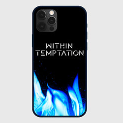 Чехол для iPhone 12 Pro Within Temptation blue fire, цвет: 3D-черный