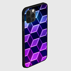 Чехол для iPhone 12 Pro Неоновые кубы иллюзия, цвет: 3D-черный — фото 2