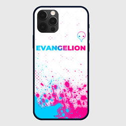 Чехол для iPhone 12 Pro Evangelion neon gradient style: символ сверху, цвет: 3D-черный