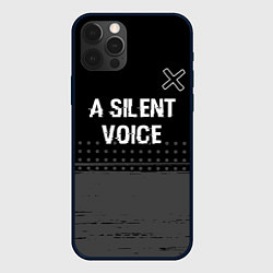 Чехол для iPhone 12 Pro A Silent Voice glitch на темном фоне: символ сверх, цвет: 3D-черный