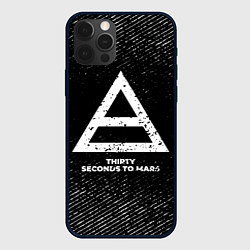 Чехол для iPhone 12 Pro Thirty Seconds to Mars с потертостями на темном фо, цвет: 3D-черный