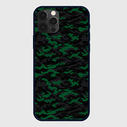Чехол для iPhone 12 Pro Точечный камуфляжный узор Spot camouflage pattern, цвет: 3D-черный