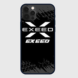 Чехол для iPhone 12 Pro Exeed speed на темном фоне со следами шин, цвет: 3D-черный