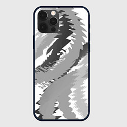 Чехол для iPhone 12 Pro Черно-белая абстрактная картина, цвет: 3D-черный