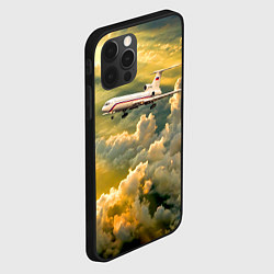 Чехол для iPhone 12 Pro Ту-154 Полет в закате, цвет: 3D-черный — фото 2