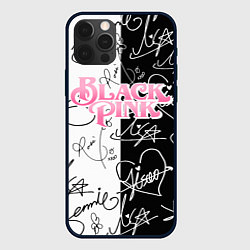 Чехол для iPhone 12 Pro Blackpink - чб автографы, цвет: 3D-черный