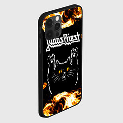 Чехол для iPhone 12 Pro Judas Priest рок кот и огонь, цвет: 3D-черный — фото 2