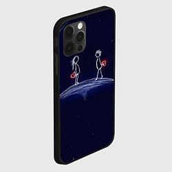 Чехол для iPhone 12 Pro Влюблённые с сердцами на темном фоне, цвет: 3D-черный — фото 2