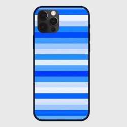 Чехол для iPhone 12 Pro Полосатый голубой, цвет: 3D-черный