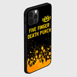 Чехол для iPhone 12 Pro Five Finger Death Punch - gold gradient: символ св, цвет: 3D-черный — фото 2