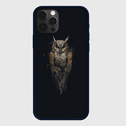 Чехол для iPhone 12 Pro Суровая стимпанк сова, цвет: 3D-черный