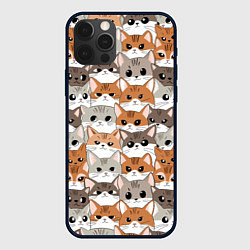 Чехол для iPhone 12 Pro Паттерн милые котики, цвет: 3D-черный