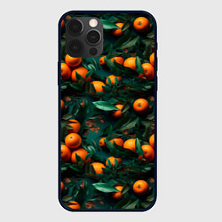 Чехол для iPhone 12 Pro Яркие апельсины, цвет: 3D-черный