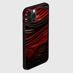 Чехол для iPhone 12 Pro Кожаная красная и черная текстура, цвет: 3D-черный — фото 2