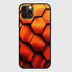 Чехол для iPhone 12 Pro Объемные оранжевые плиты, цвет: 3D-черный