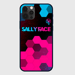 Чехол для iPhone 12 Pro Sally Face - neon gradient: символ сверху, цвет: 3D-черный