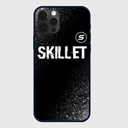 Чехол для iPhone 12 Pro Skillet glitch на темном фоне: символ сверху, цвет: 3D-черный