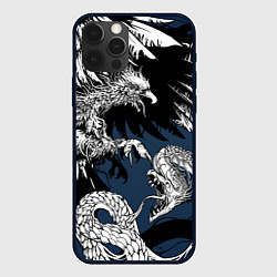 Чехол для iPhone 12 Pro Орёл против змеи, цвет: 3D-черный