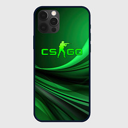 Чехол для iPhone 12 Pro CS GO green abstract, цвет: 3D-черный