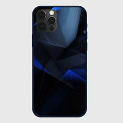 Чехол для iPhone 12 Pro Черная и голубая текстура, цвет: 3D-черный