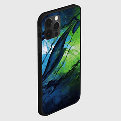 Чехол для iPhone 12 Pro Green blue abstract, цвет: 3D-черный — фото 2