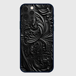 Чехол для iPhone 12 Pro Объемная черная текстура из кожи, цвет: 3D-черный