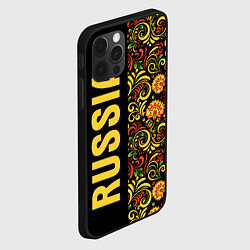 Чехол для iPhone 12 Pro Russia хохлома, цвет: 3D-черный — фото 2