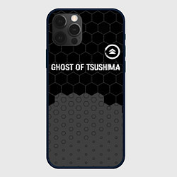 Чехол iPhone 12 Pro Ghost of Tsushima glitch на темном фоне: символ св