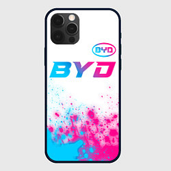 Чехол iPhone 12 Pro BYD neon gradient style: символ сверху