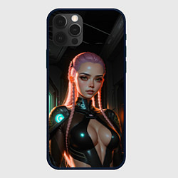 Чехол для iPhone 12 Pro Красивая девушка киберпанк, цвет: 3D-черный
