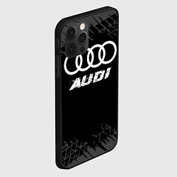 Чехол для iPhone 12 Pro Audi speed на темном фоне со следами шин, цвет: 3D-черный — фото 2