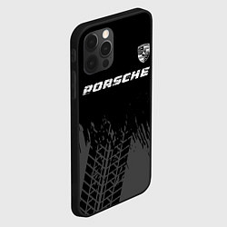 Чехол для iPhone 12 Pro Porsche speed на темном фоне со следами шин: симво, цвет: 3D-черный — фото 2