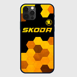 Чехол iPhone 12 Pro Skoda - gold gradient: символ сверху