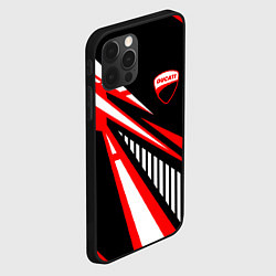 Чехол для iPhone 12 Pro Ducati- красные абстрактные фигуры, цвет: 3D-черный — фото 2