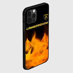 Чехол для iPhone 12 Pro Lamborghini - gold gradient: символ сверху, цвет: 3D-черный — фото 2