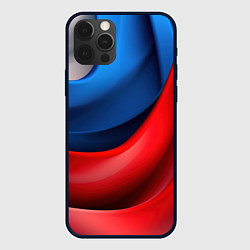 Чехол для iPhone 12 Pro Объемная абстракция в цветах флага РФ, цвет: 3D-черный